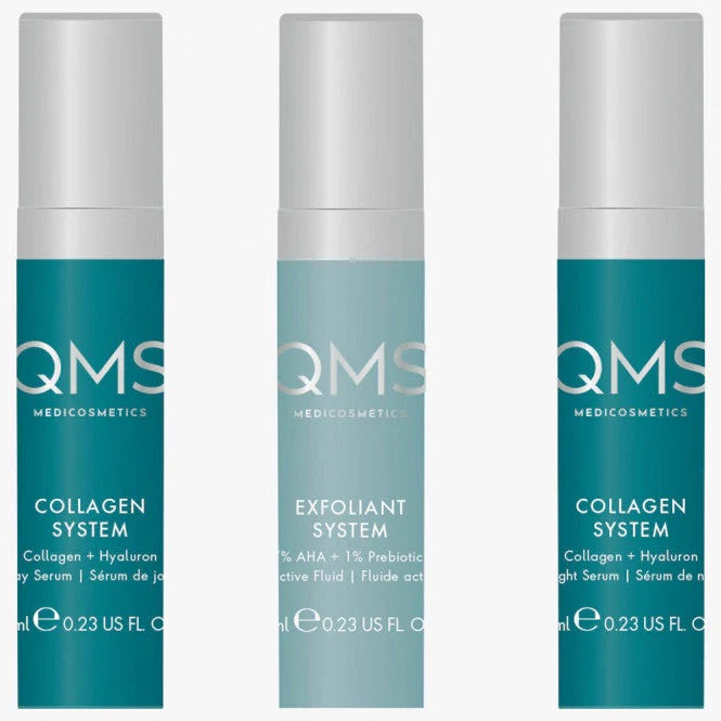 QMS Care System Collagen + Exfoliant Set Medium TRAVEL 3×7ml