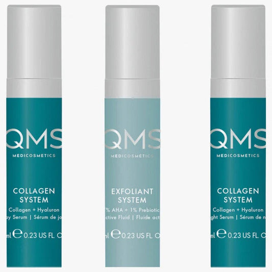QMS Care System Collagen + Exfoliant Set Medium TRAVEL 3×7ml