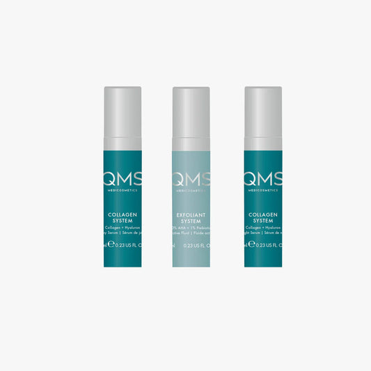 QMS Care System Collagen + Exfoliant Set Strong TRAVEL 3×7ml